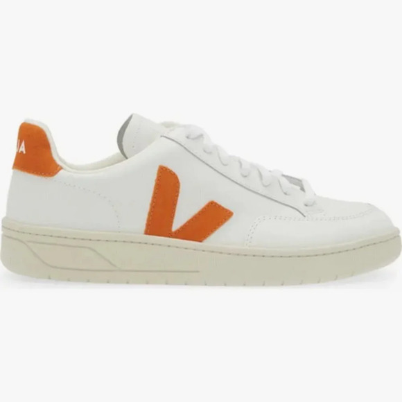 Veja Men's V-12 Low Top Sneaker in White/Pumpkin.  Sz: 7 - Picture 2 of 13